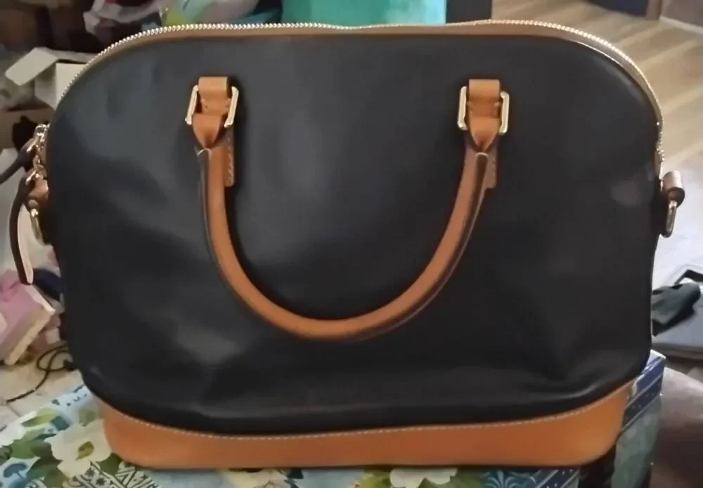 DOONEY & BOURKE Wexford Leather Domed Satchel in Navy Blue EX++